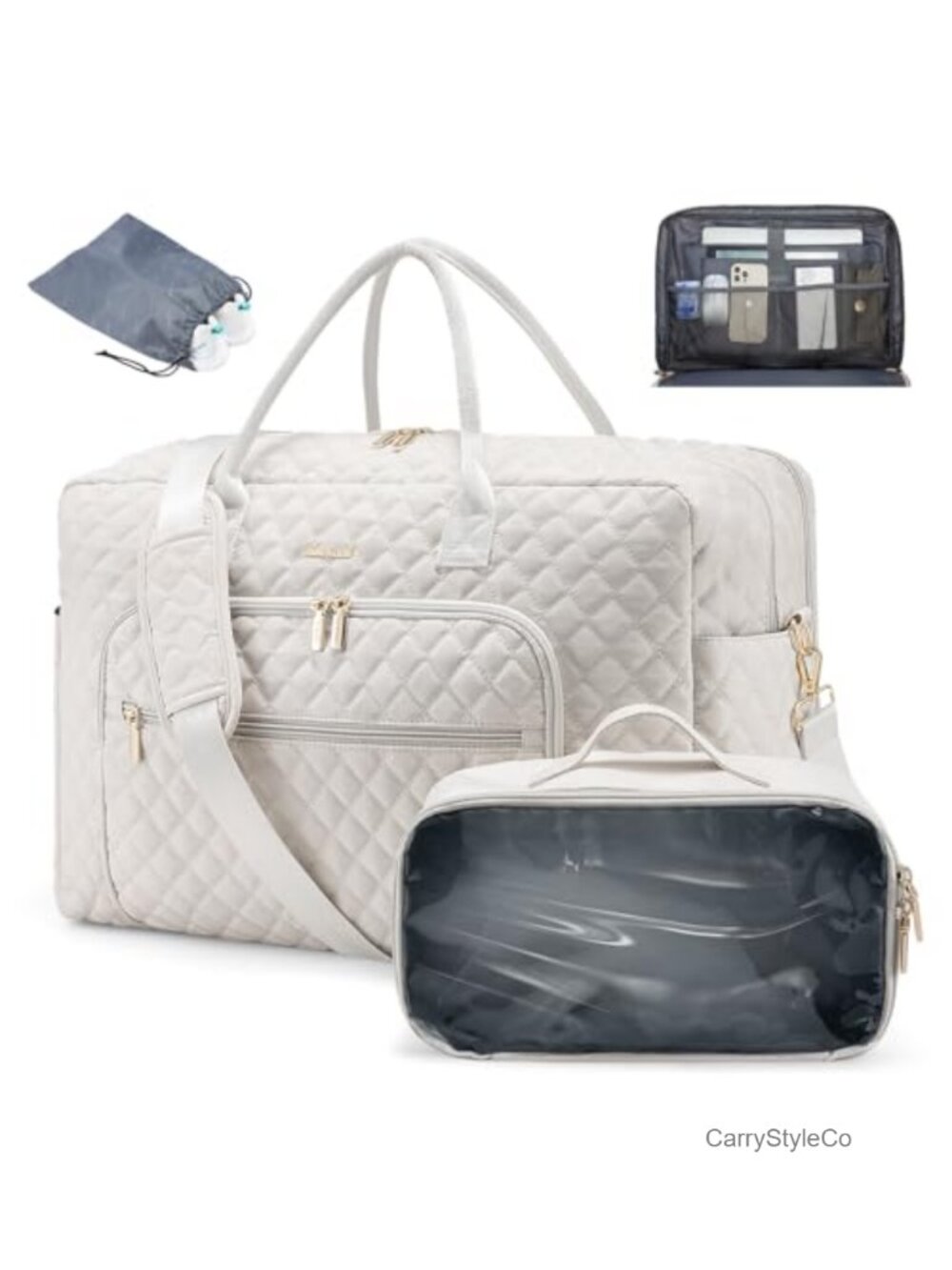 Travel Duffle Bag with Laptop Compartment, Toiletry & Shoe Bag, Water